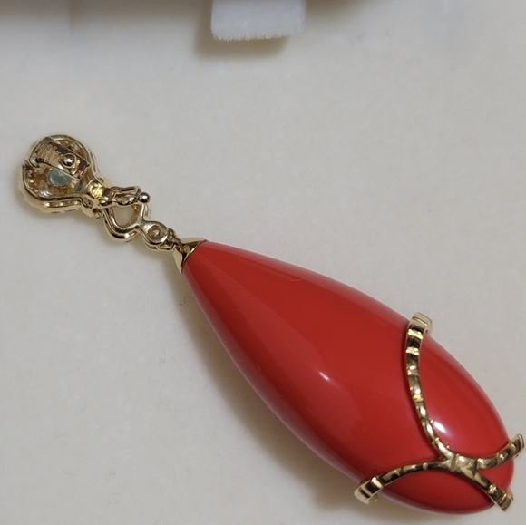18K Orange Coral Gemstone pendant Brand new🔥 - Picture 9 of 9
